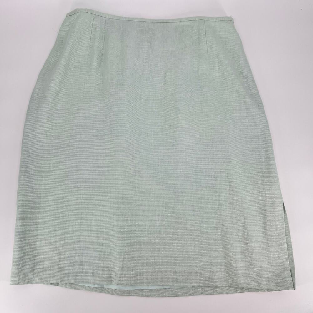 Linda Allard Ellen Tracy 100% Linen Pencil Skirt Women Plus 24 Aqua Midi Vtg NEW - Picture 5 of 9